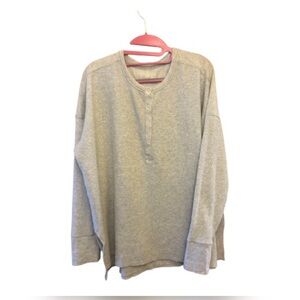 Heather Gray Long Sleeve Henley Top large